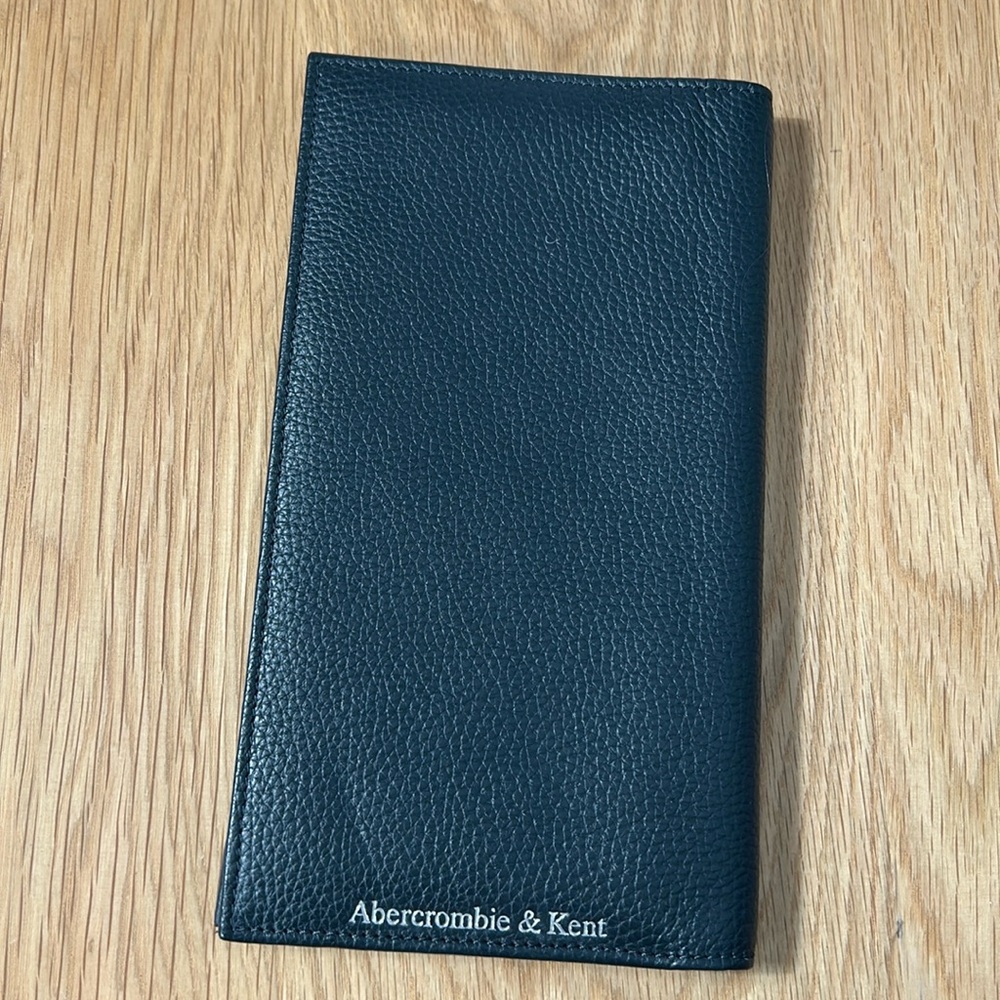 Abercrombie & Kent Pebble Dark Navy Long Passport ID Wallet - gently used
